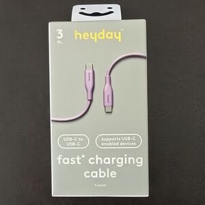 Heyday Purple USB-C to USB-C Fast Charging Cable. New. 3ft Cord.